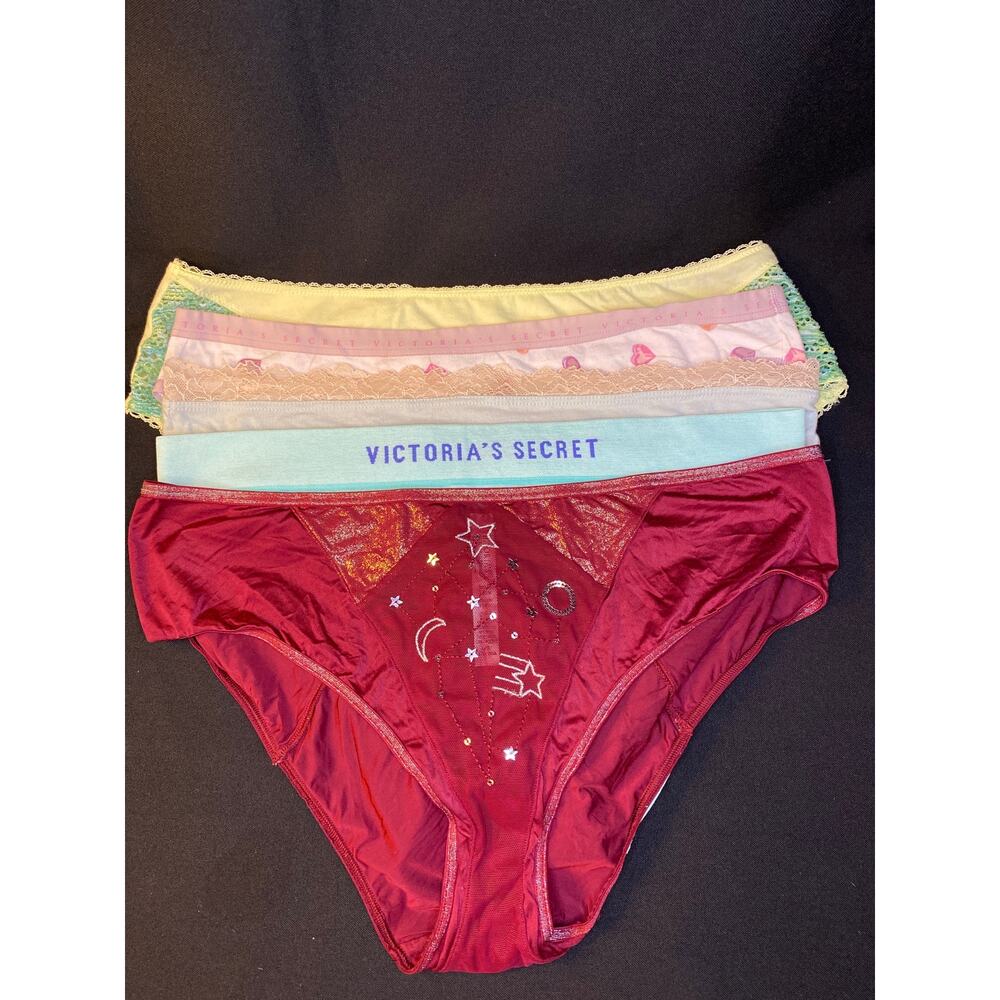 VICTORIAS SECRET LOT 5 Pair Hiphugger Bikini Panties Large Multicolor
